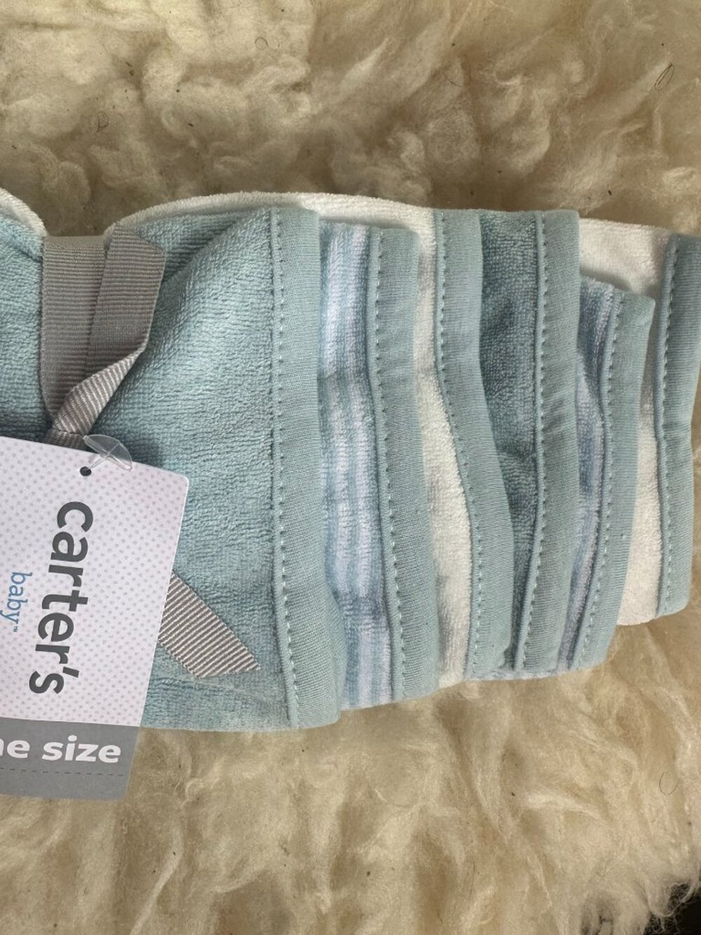 Carter's Baby 6-Piece Washcloth Set NWT Blue White